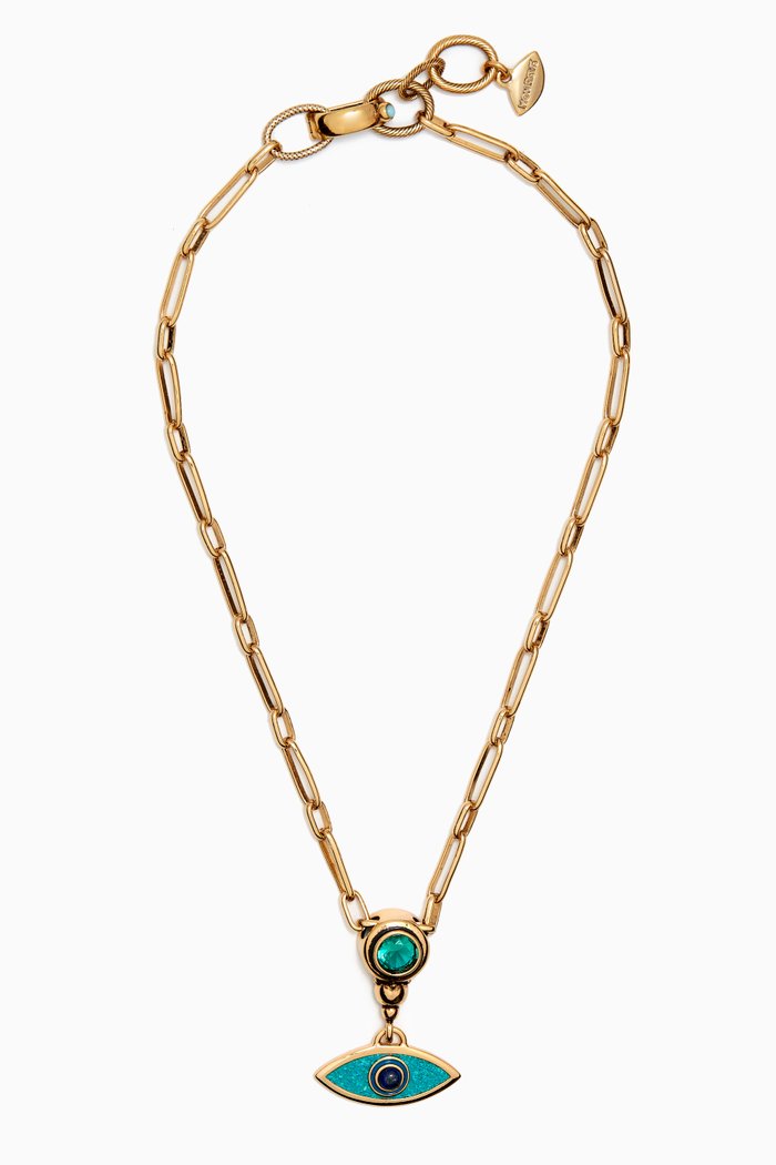 

Edna Chain Necklace in Gold-plated Brass, Blue