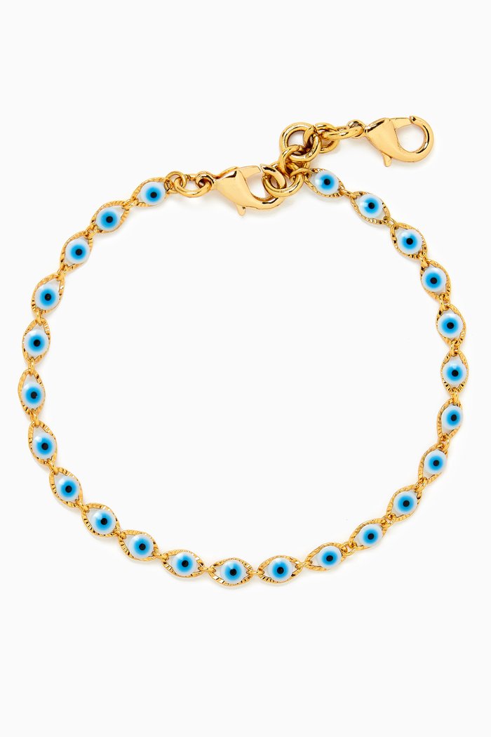 

Evil Eye Anklet in Gold-plated Brass, Blue