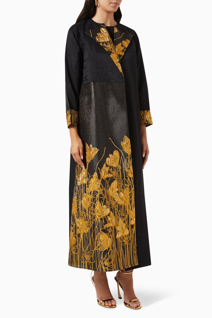 

3-piece Mighty & Bold Abaya Set in Jacquard, Black