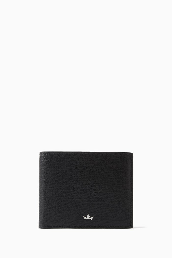 Award 8CC Bi-fold Wallet in Italian Leather, Black