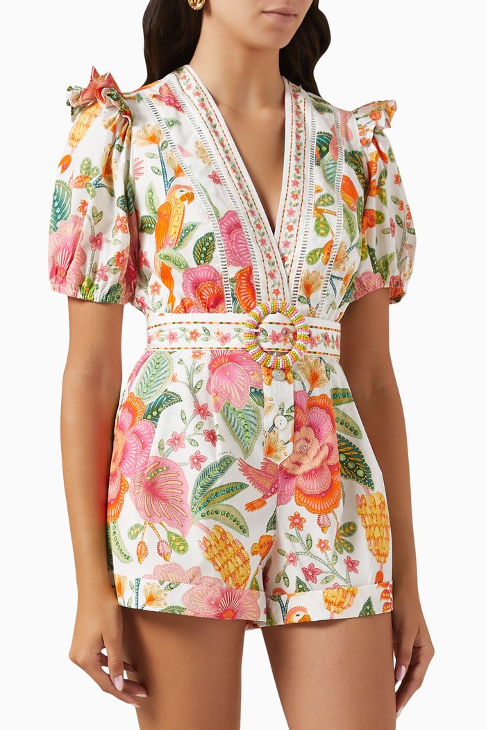 

Macaw Bloom Playsuit, White