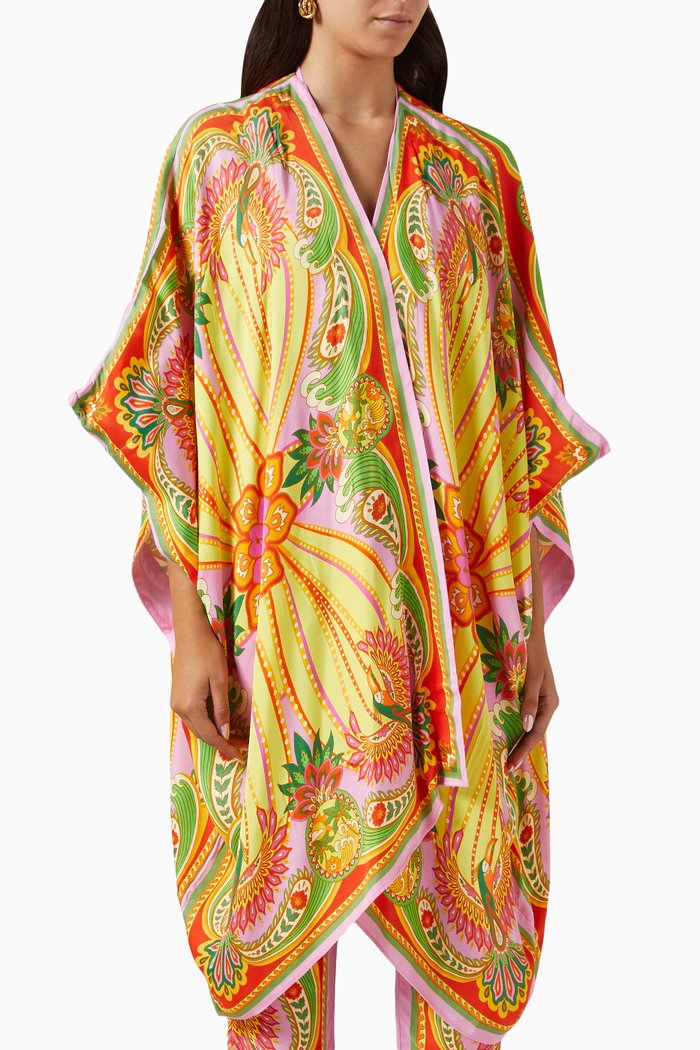 

Beach Toucans Scarf Kimono, Multicolour