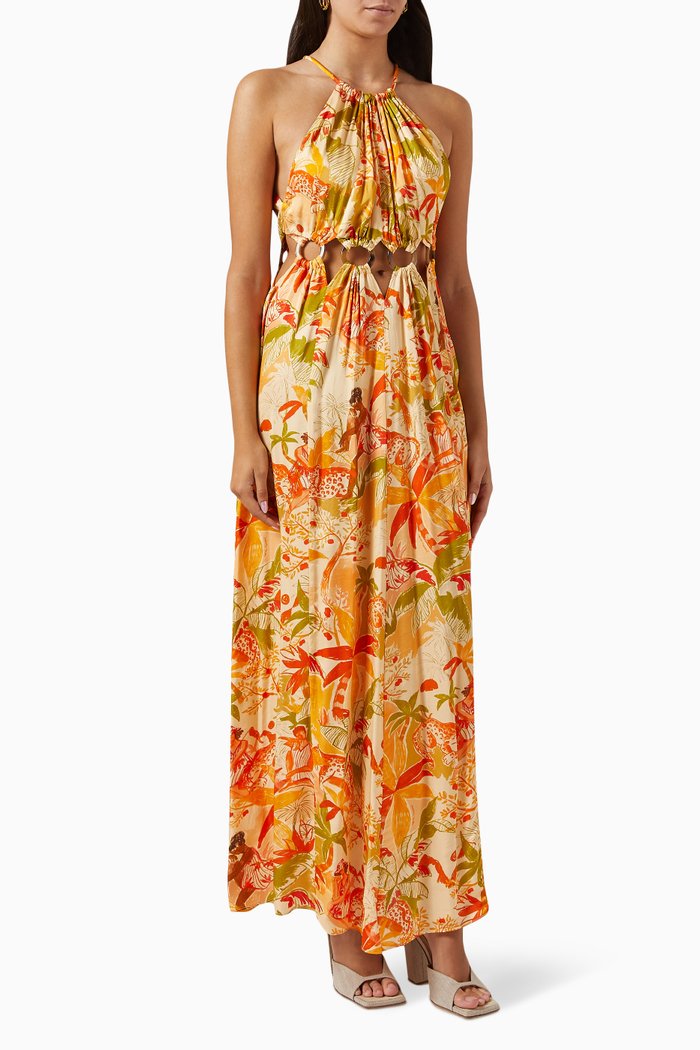 

Sand Leopard Forest Maxi Dress, Multicolour