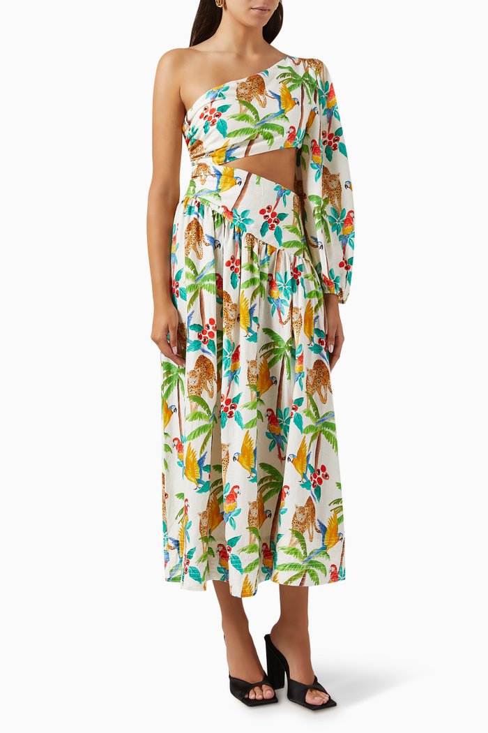 

Tropical Paradise Midi Dress, Neutral