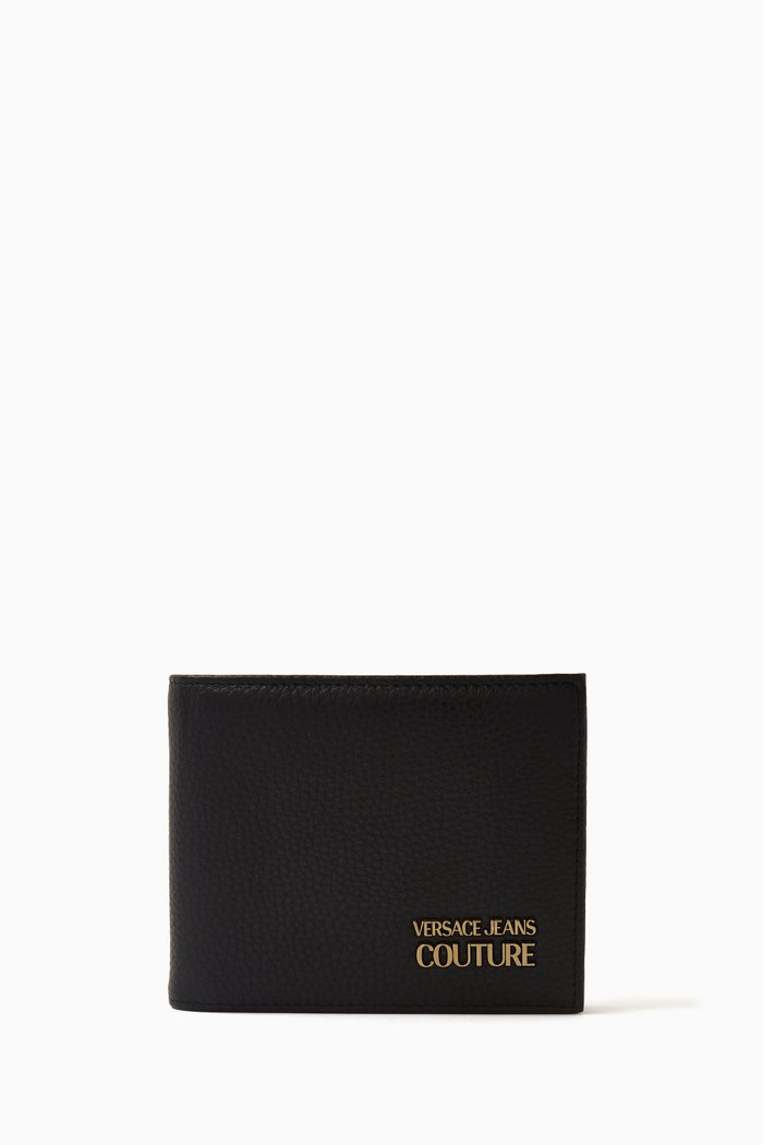 

Logo Bi-fold Wallet in Grained Calf Leather, Black