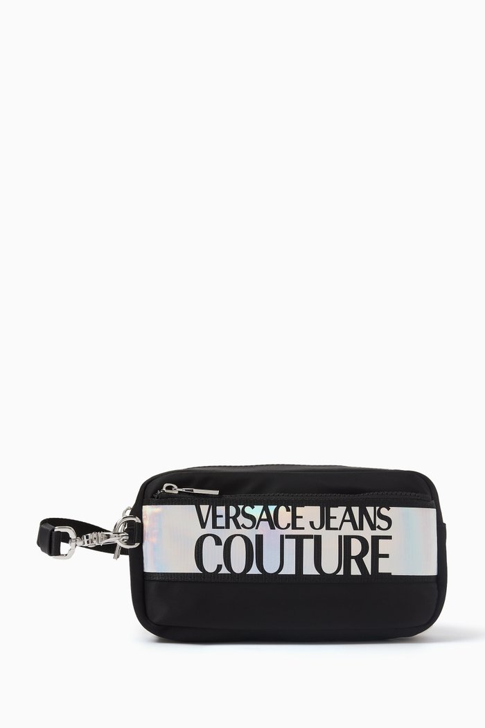 

Institutional Logo Vanity Pouch in Nylon Blend, Silver