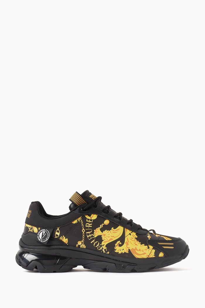 

Chain Couture Chunky Sneakers in Leather, Black