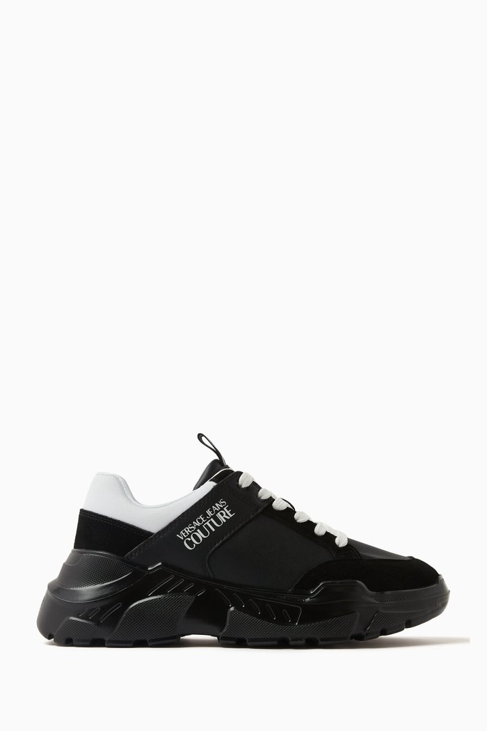 

Fondo Speedtrack Logo Sneakers in Bovine Leather & Calf Suede, Black