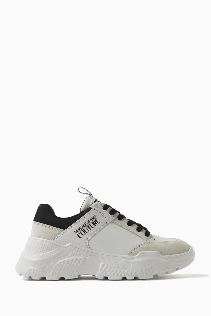 

Fondo Speedtrack Logo Sneakers in Bovine Leather & Calf Suede, White