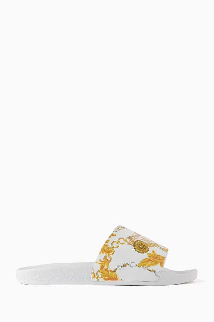 

Chain Couture Slides in PVC, White