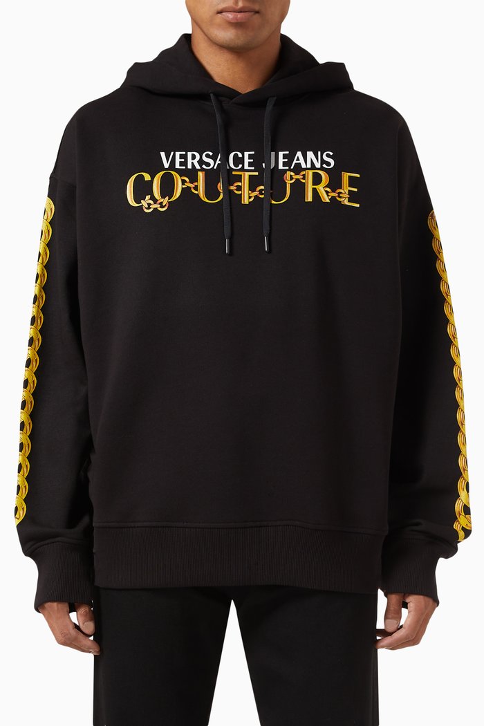 

V-Emblem Leaf Sweatshirt in Cotton, Black