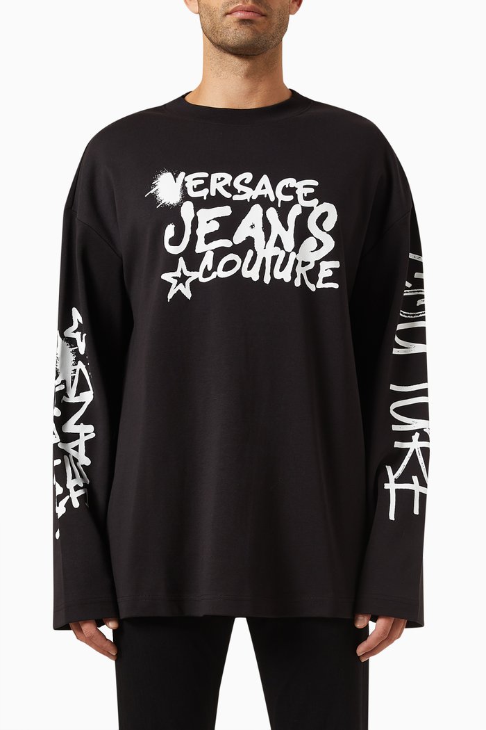 

Graffiti Logo T-shirt in Cotton Jersey, Black