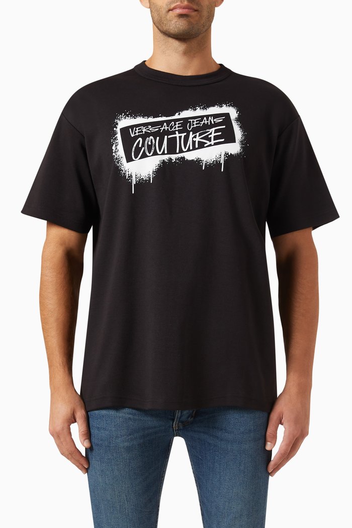 

Graffiti Logo T-shirt in Cotton Jersey, Black