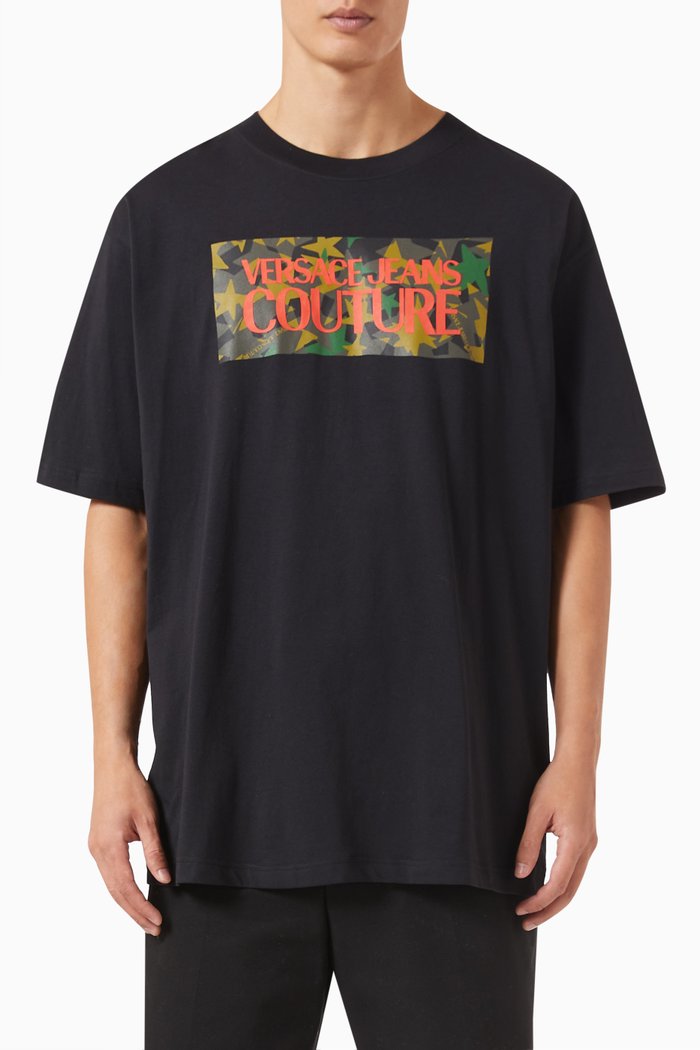 

Box Logo Couture Chain Print T-shirt in Cotton, Black