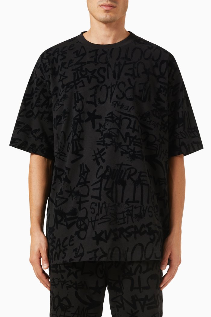 

Graffiti Logo T-shirt in Cotton Jersey, Black