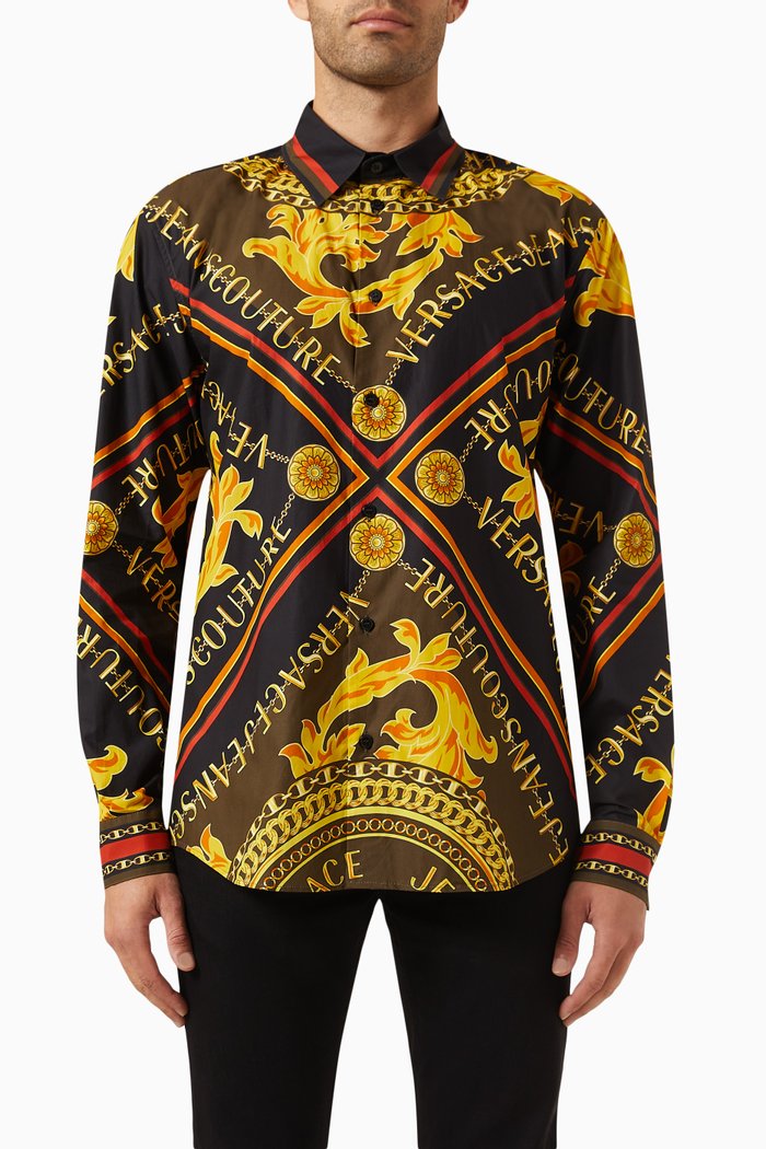 

Logo Chain Couture Print Shirt in Cotton Poplin, Multicolour