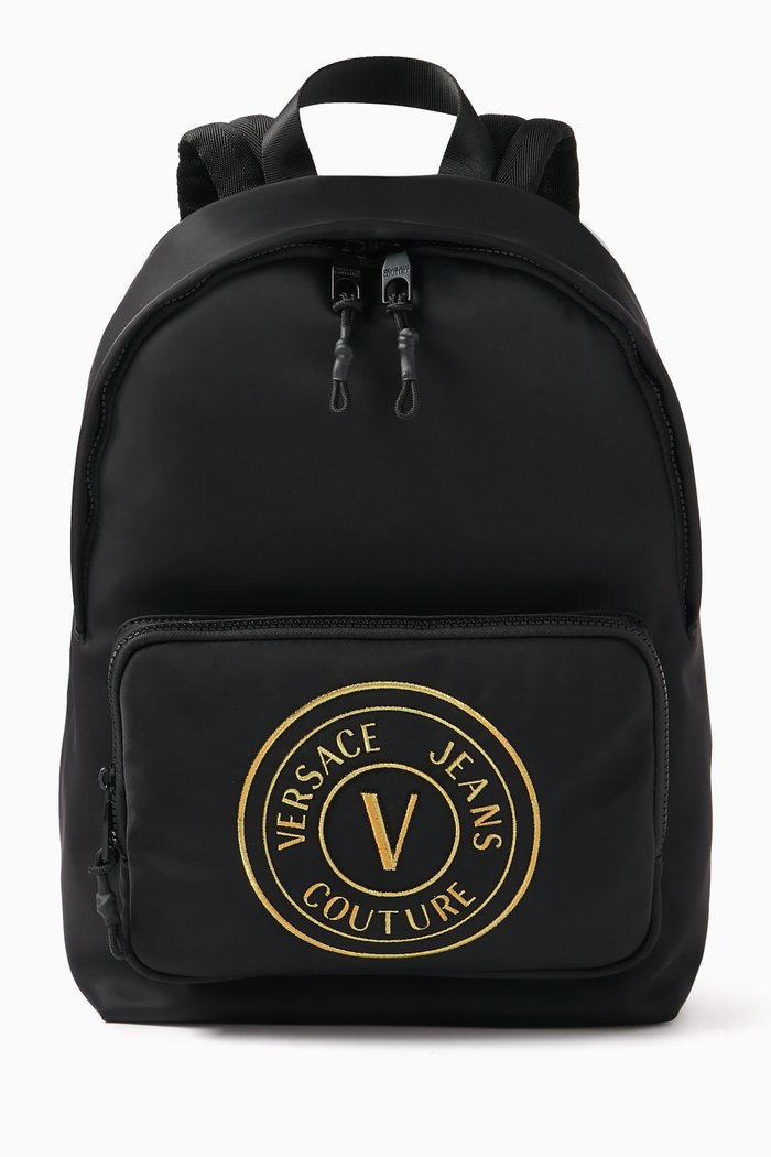 

V-Emblem Logo Backpack in Nylon, Black