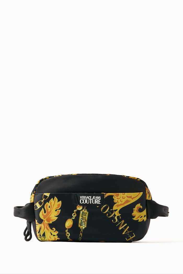 

Logo Couture Chain Print Wash Bag in Nylon, Gold