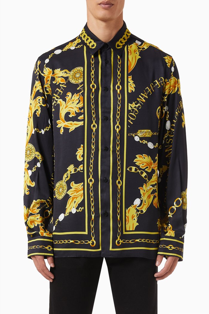 

Logo Couture Chain Print Shirt in Viscose, Black