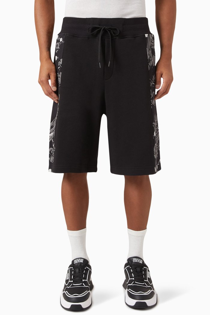 

Logo Couture Chain Print Sweatshorts in Cotton, Black
