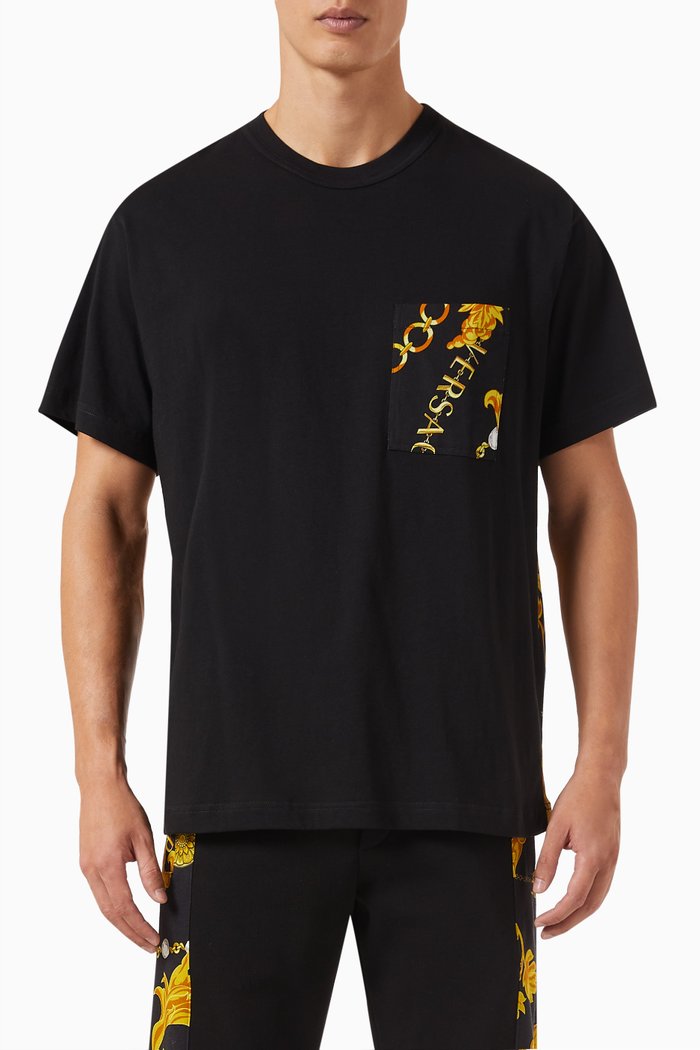 

Logo Couture Chain Print T-shirt in Cotton, Black