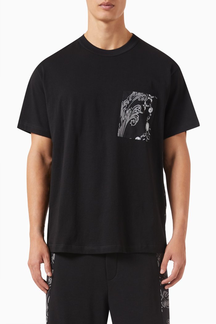 

Logo Couture Chain Print T-shirt in Cotton, Black