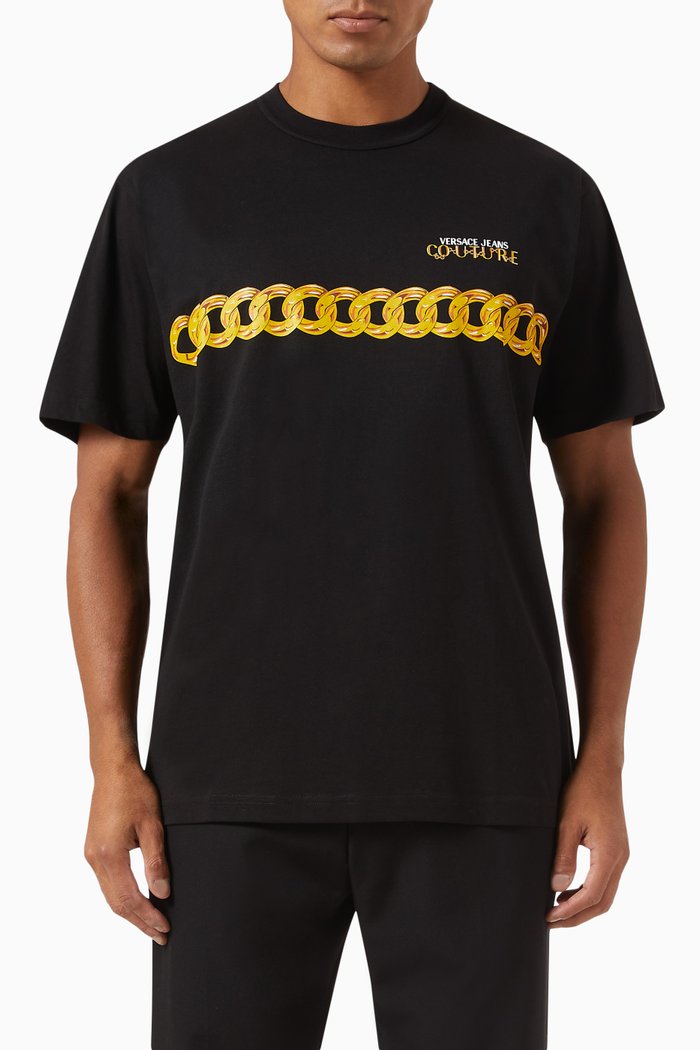 

Logo Couture Chain T-shirt in Cotton Jersey, Black