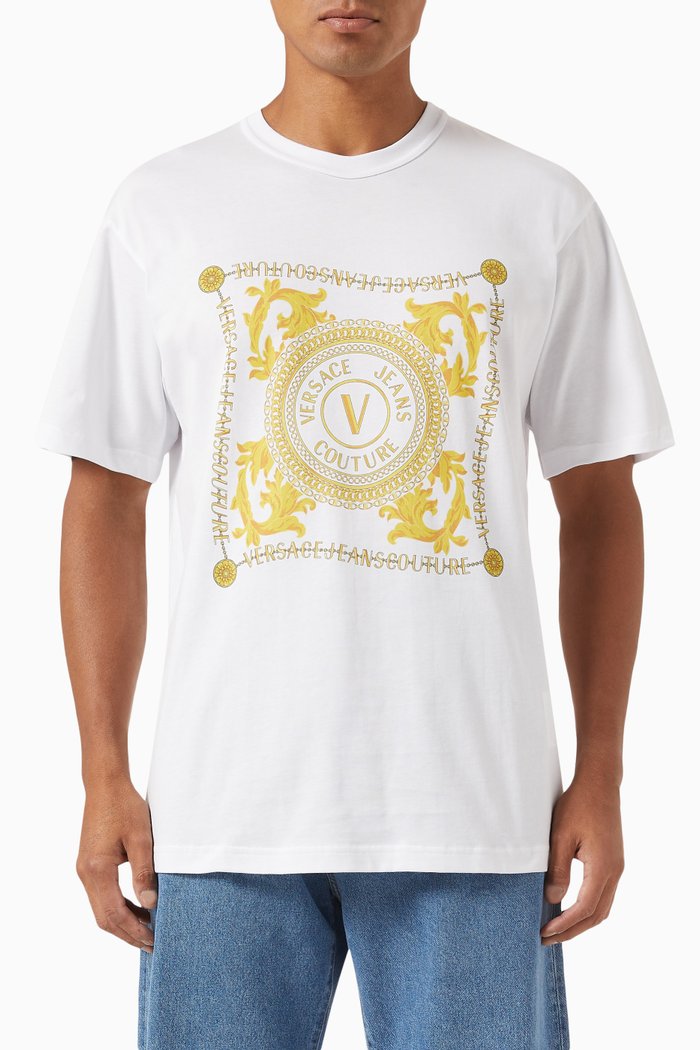 

V-Emblem Leaf T-shirt in Cotton, White