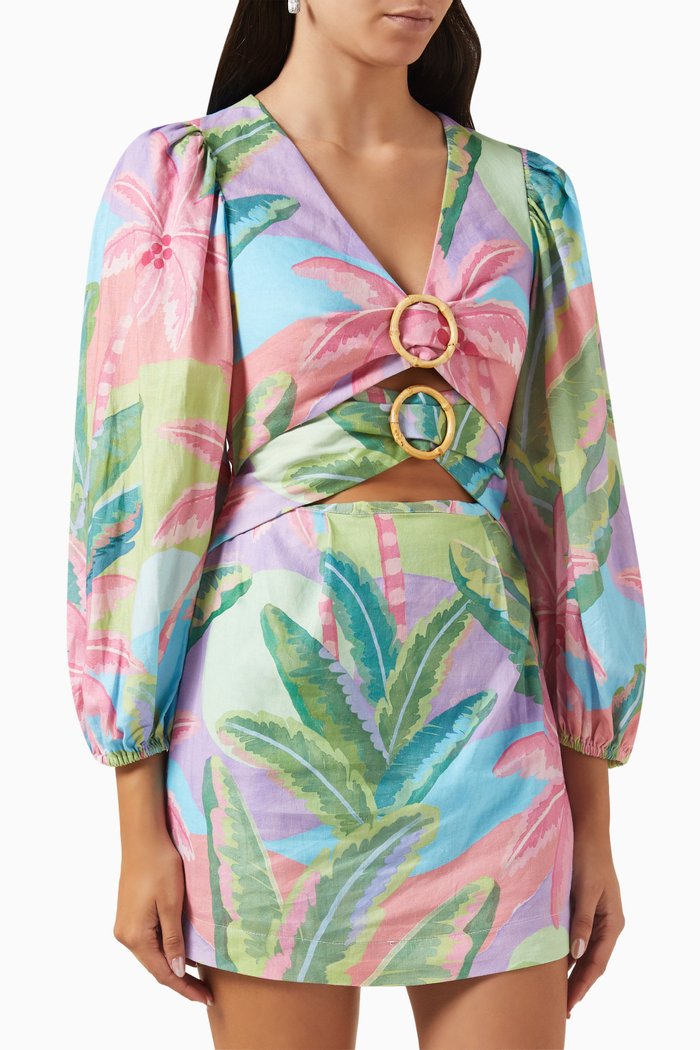 

Beach Vibe Mini Dress in Linen-blend, Multicolour