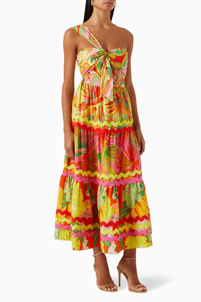 

Mixed Lime-print Midi Dress, Multicolour