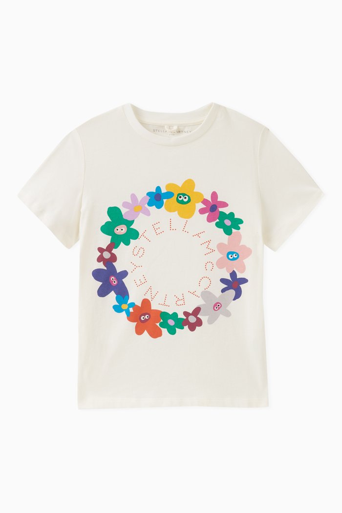 

Floral Logo T-shirt in Cotton, White