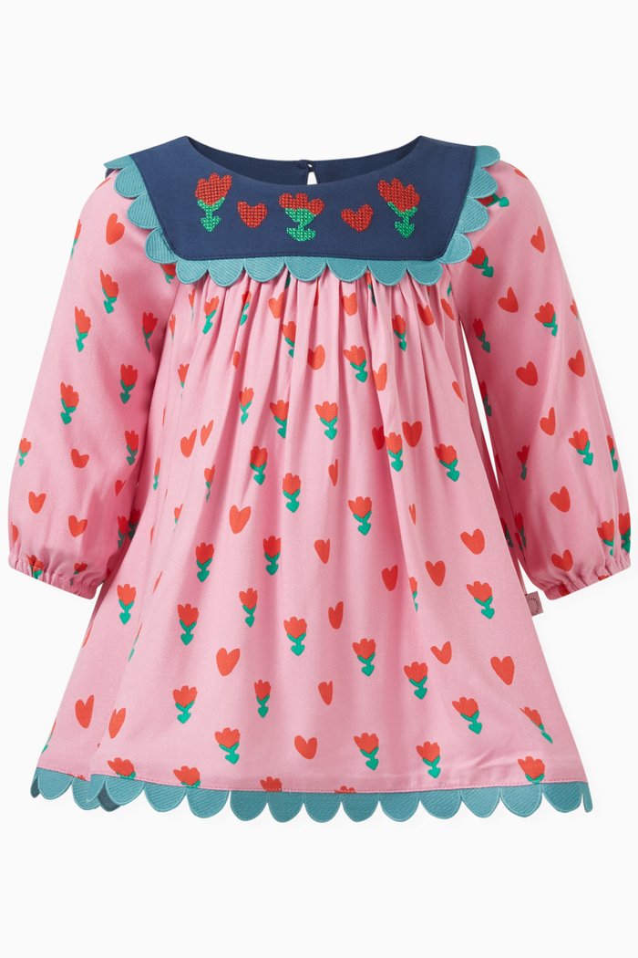 

Tulip-print Dress and Bloomers Set in Viscose, Pink