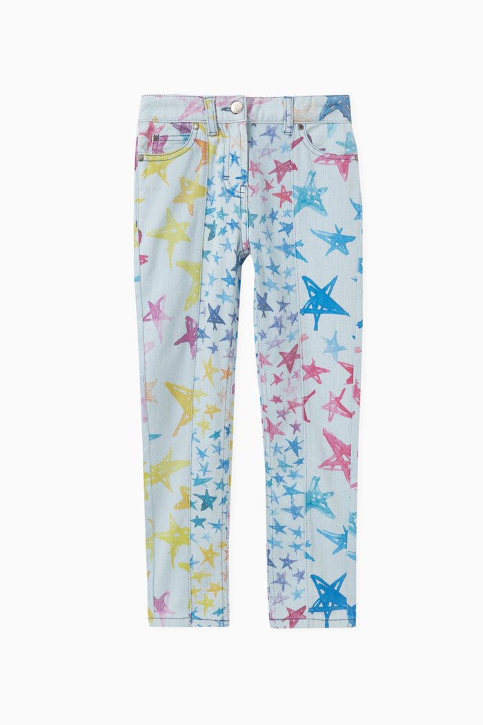 

Stars-print Denim Pants in Cotton, Blue