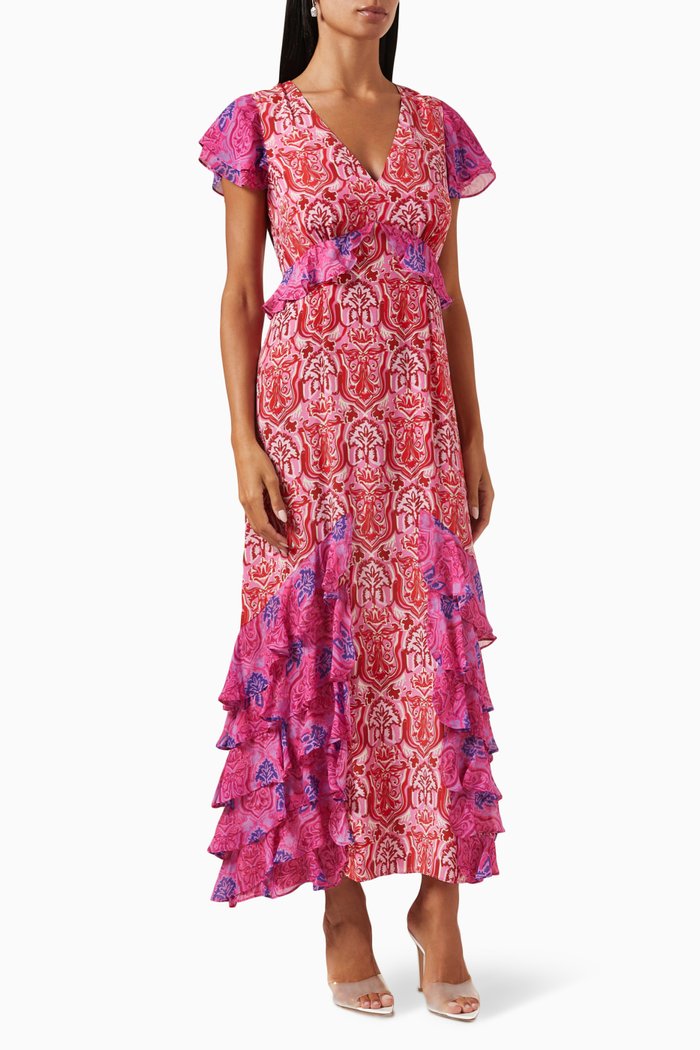 

Thanvi Midi Dress in Silk, Pink