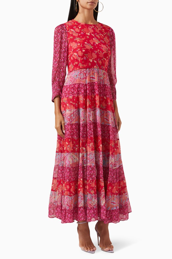 

Kristen Midi Dress in Cotton Poplin, Multicolour