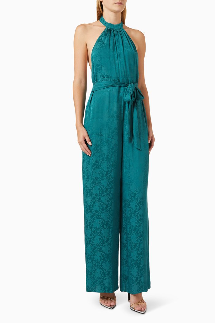 

Rocky 2 Halterneck Jumpsuit in Jacquard-satin, Green