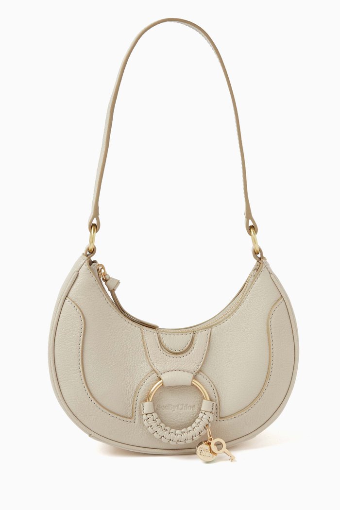 

Hana Half Moon Bag in Grained Goatskin, Neutral