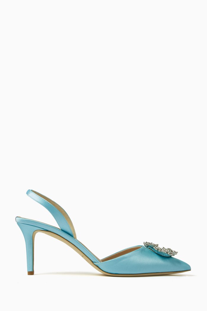 

Edith 70 Slingback Sandals in Satin, Blue