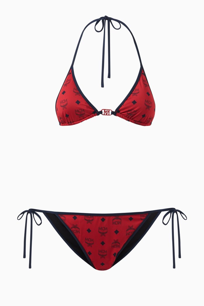 

All-over Logo Print Bikini, Red