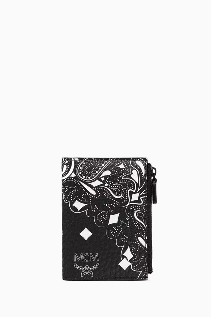 

Small Aren Monogram Bifold Wallet, Black