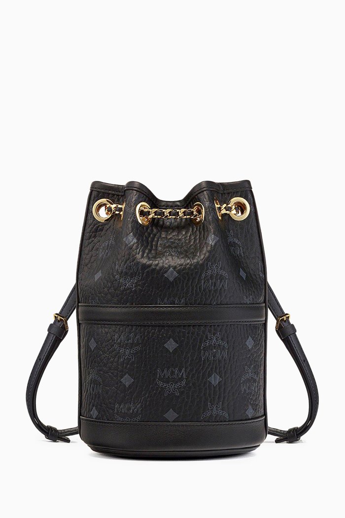 

Mini Aren Chain Backpack in Visetos, Black