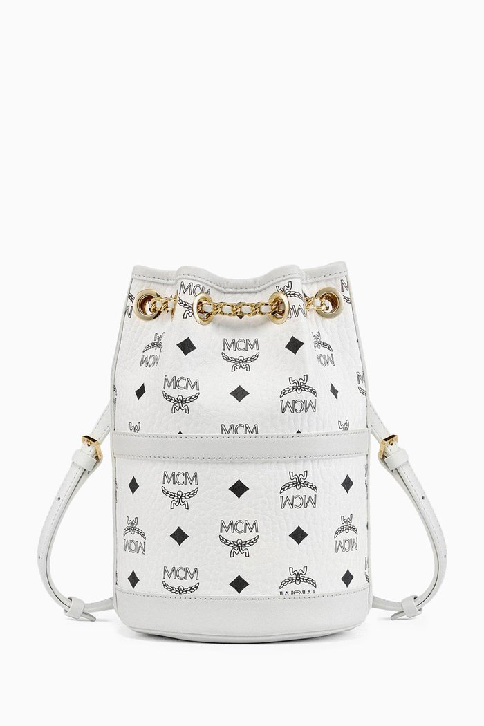 

Mini Aren Chain Backpack in Visetos, White