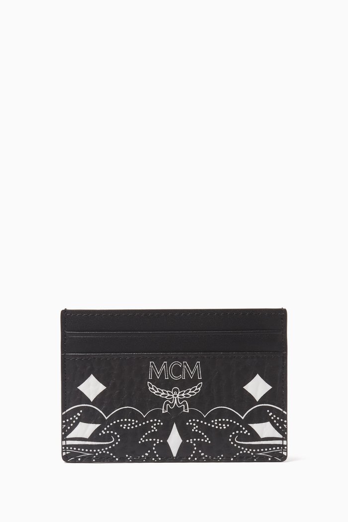 Mini Aren Card Holder in Bandana Canvas, Black