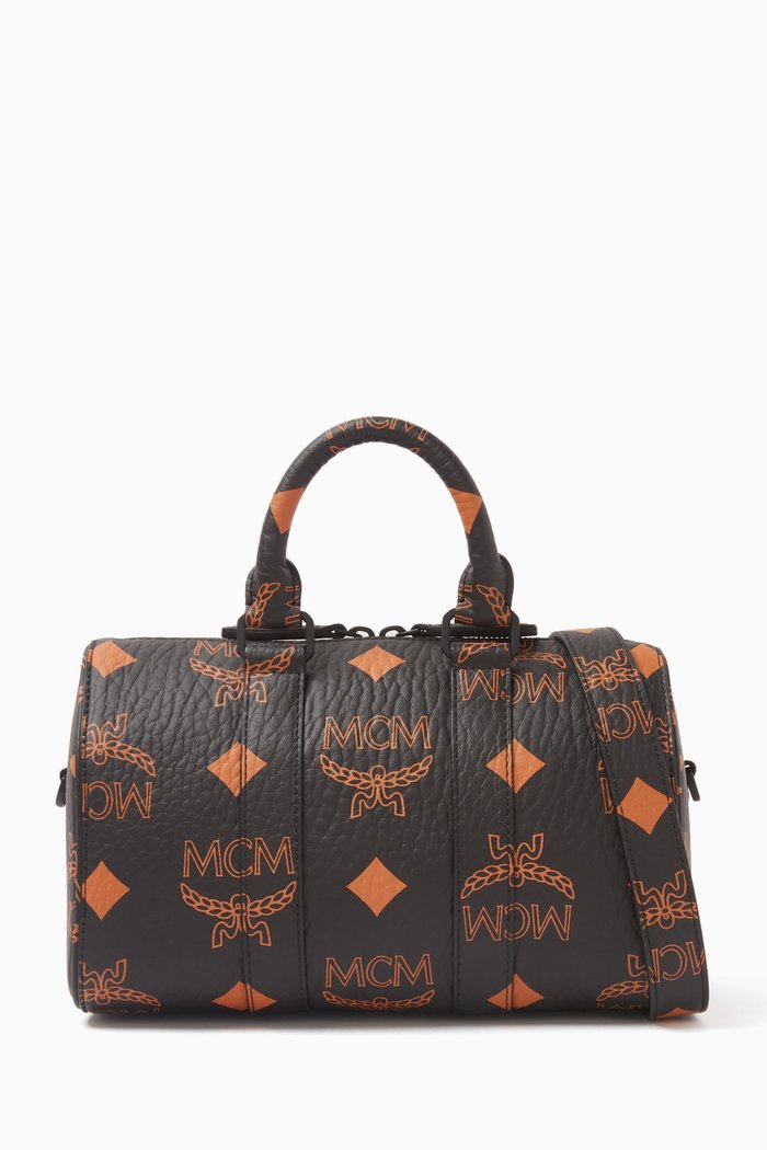 

Small Aren Boston Bag in Maxi Visetos Canvas, Black