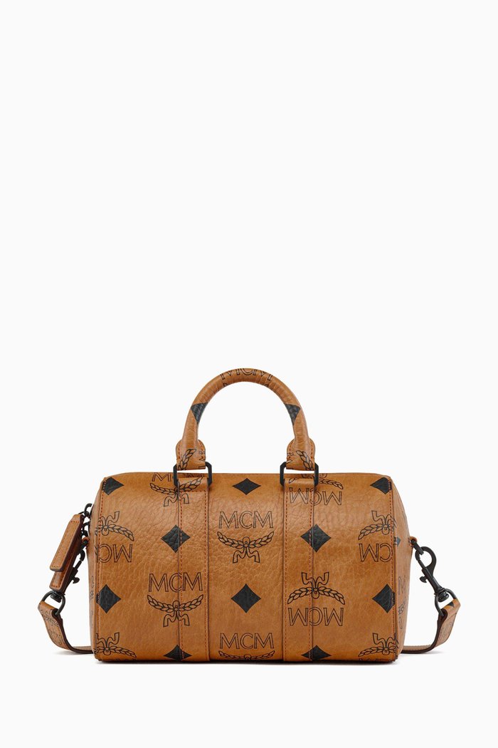 

Small Aren Boston Bag in Maxi Visetos Canvas, Brown
