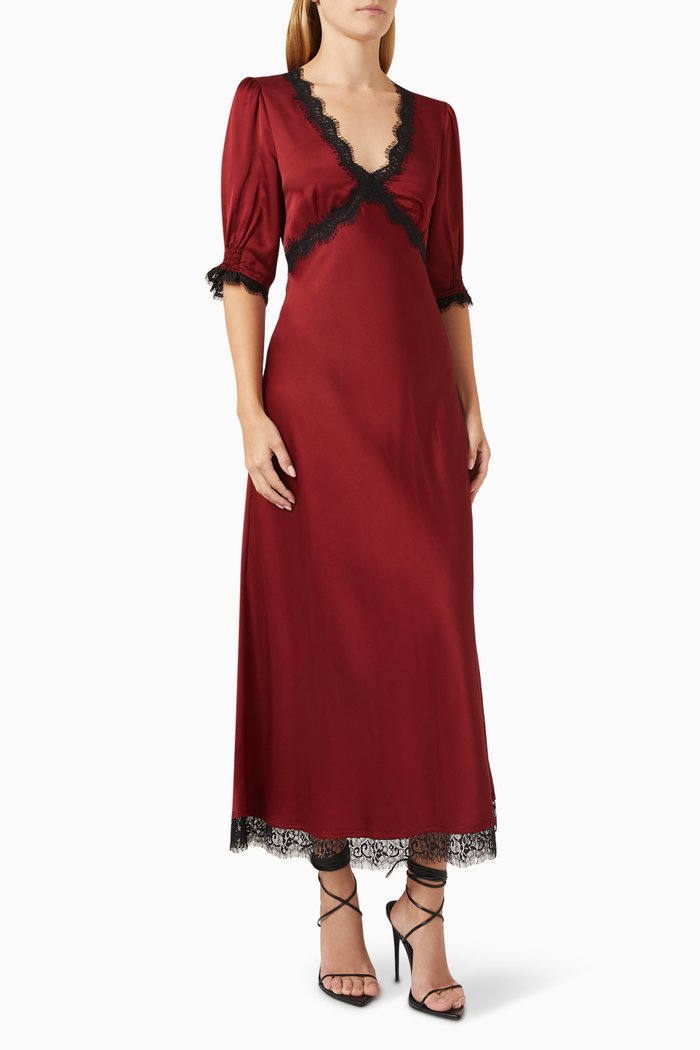 

Gabrielle Dress in Satin, Red