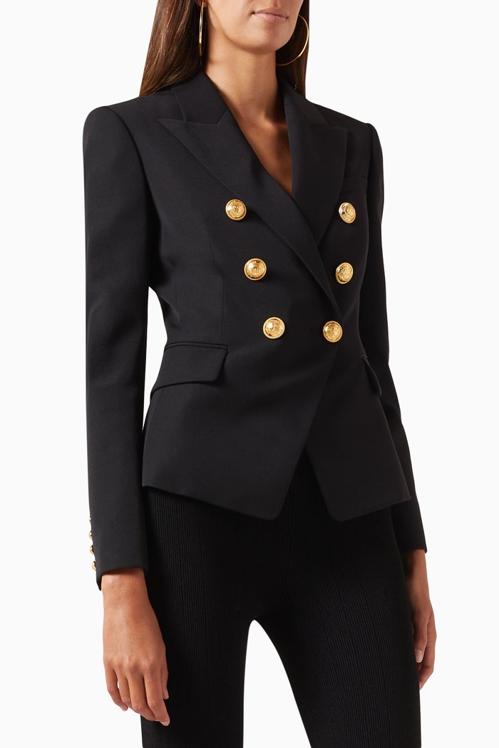 

Classic 6-button Jacket in Wool, Black