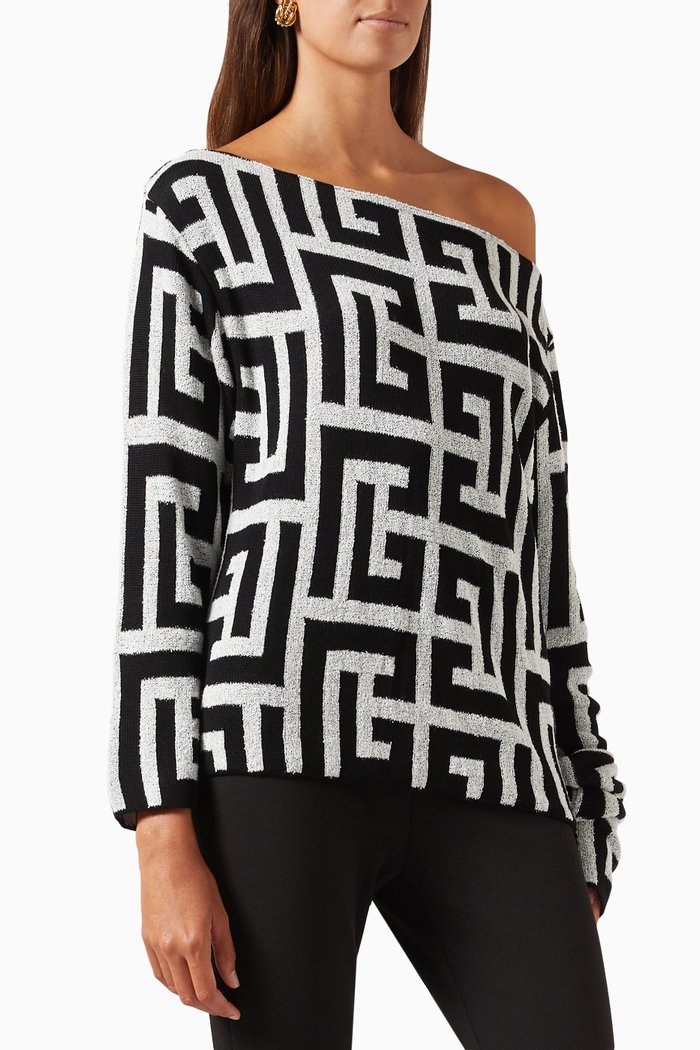 

Monogram Off-shoulder Top in Jersey, Multicolour
