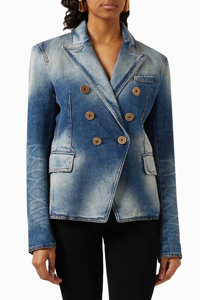 

6-button Jacket in Denim, Blue