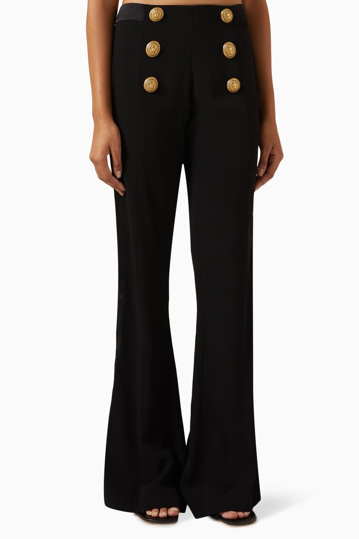 

6-button Bootcut Pants in Crepe, Black